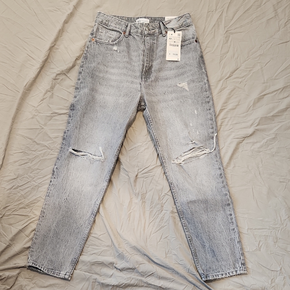 Zara Ripped Light Gray Jeans